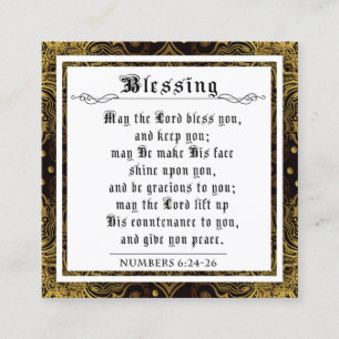 BIble Priestly Blessing Gold Black Blüh Swirl Telefonnummerkarte