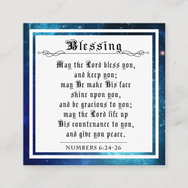 BIble Priestly Sessing Numbers Blue Space Galaxy Telefonnummerkarte (Vorderseite)