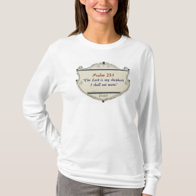 Bible Psalm 23:1 Shield Women's Long Sleeve Tee (Vorderseite)