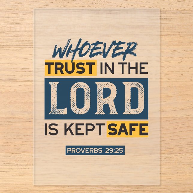 Bible Quote Art - Proverbs 29:25 Trust in God Acryleinladungen (Vorderseite)