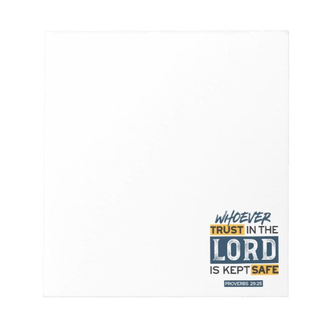 Bible Quote Art - Proverbs 29:25 Trust in God Notizblock (Vorderseite)