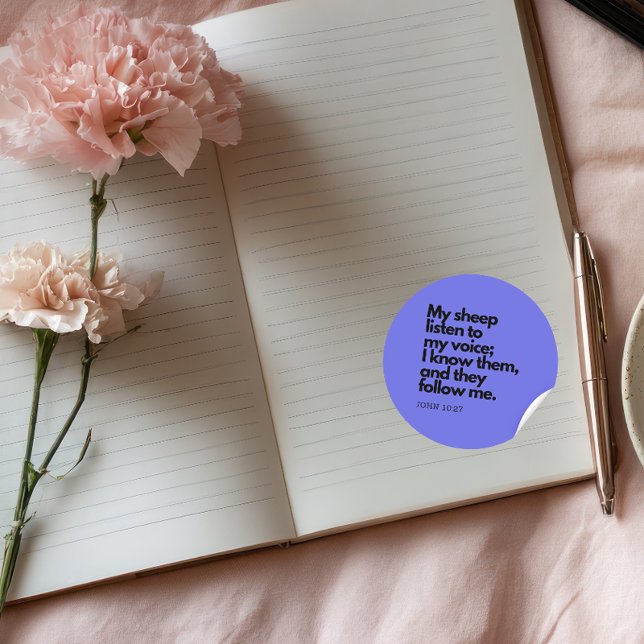 Bible Quotes: John 10:27, Gospel Verse #3 Runder Aufkleber (Von Creator hochgeladen)