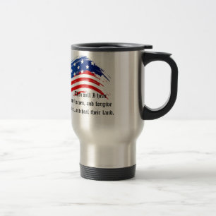 Bible Verse 2 Chroniques 7:14, USA Drapeau Mug