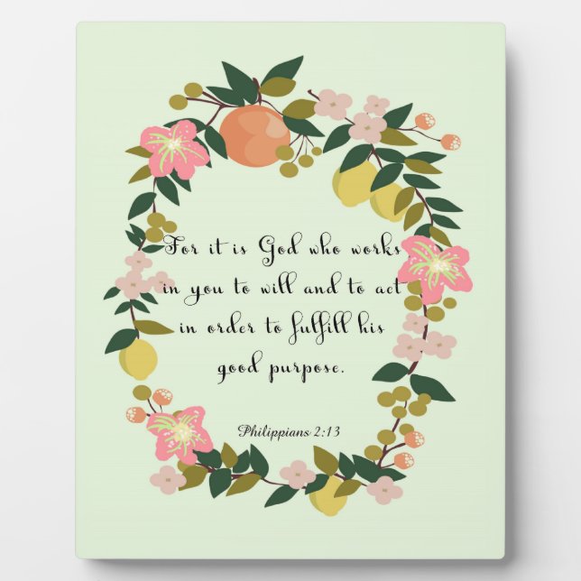 Bible Verse Art - Philippinen 2:13 Fotoplatte (Vorderseite)