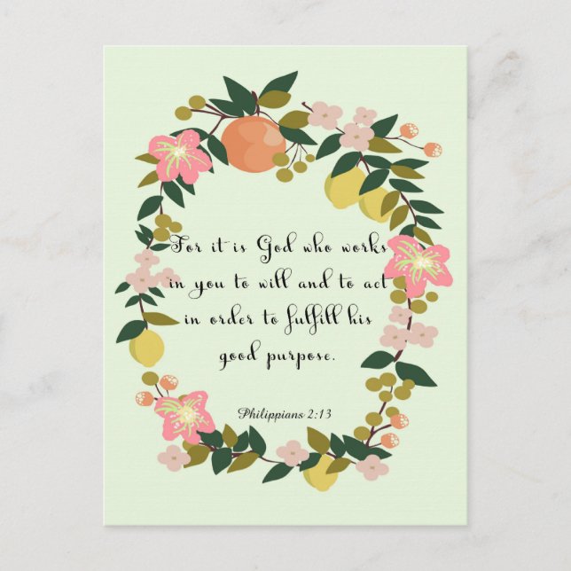 Bible Verse Art - Philippinen 2:13 Postkarte (Vorderseite)