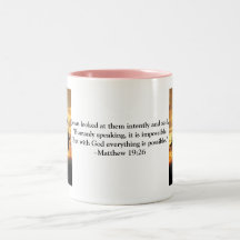 Bible Verse Coffee Mug Pink - Matthew 19:26