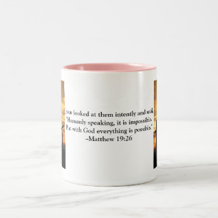 Bible Verse Coffee Mug Pink - Matthew 19:26
