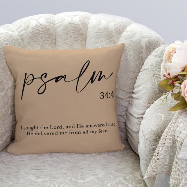 Bible Verse Elegante Beige Kissen (Von Creator hochgeladen)
