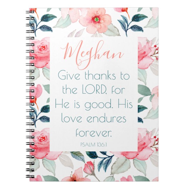Bible Verse Floral Carnet rose (Devant)