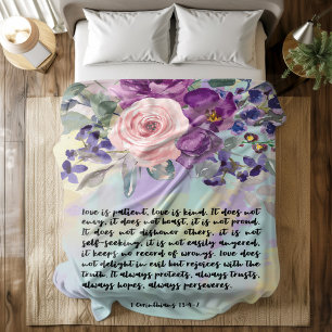 Bible verse floral Corinthians fleece couverture