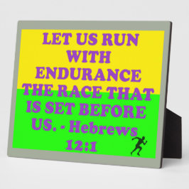 Bible verse from Hebrews 12:1. Fotoplatte