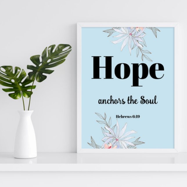 Bible verse Hébreux bleu Floral Poster (Créateur téléchargé)