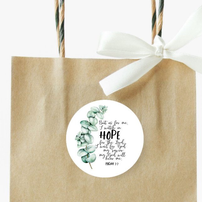 Bible Verse Hope Eucalyptus Round Sticker (Créateur téléchargé)