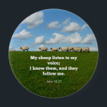 Bible verse, John 10:27, Button<br><div class="desc">Famous scripture verse,  John 10:27,  My sheep listen to my voice; I know them,  and they follow me.</div>