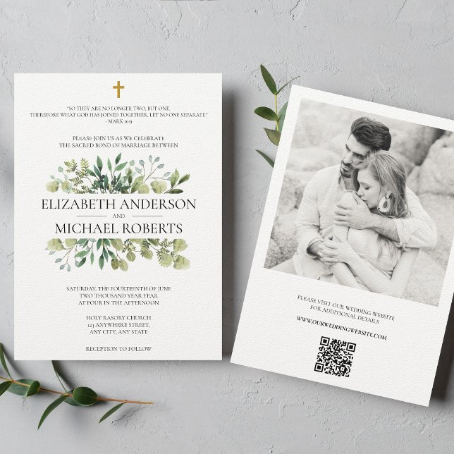 Bible Verse Katholische Hochzeit QR-Code Moderne Einladung (Von Creator hochgeladen)