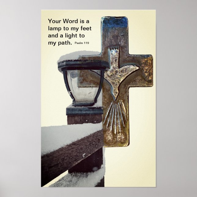 Bible Verse lampe croix Imprimer, Poster Papier (M (Devant)