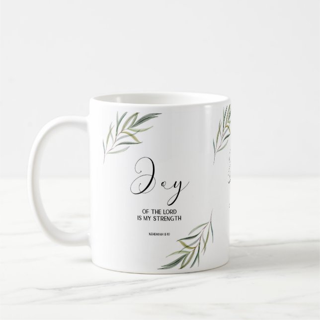 Bible verse Nehemiah Écriture feuille Café Mug (Gauche)