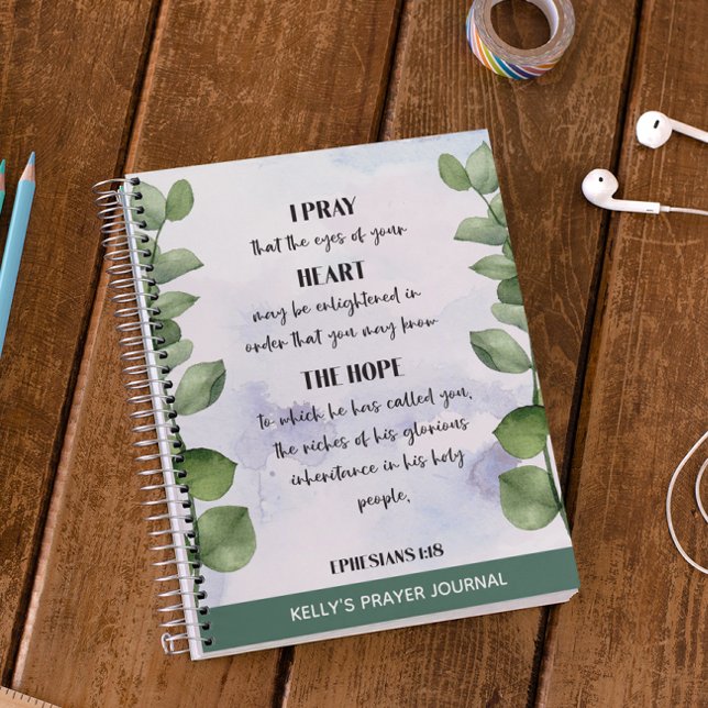 Bible Verse Personalisiert Greenery Prayer Journal Notizbuch (Von Creator hochgeladen)