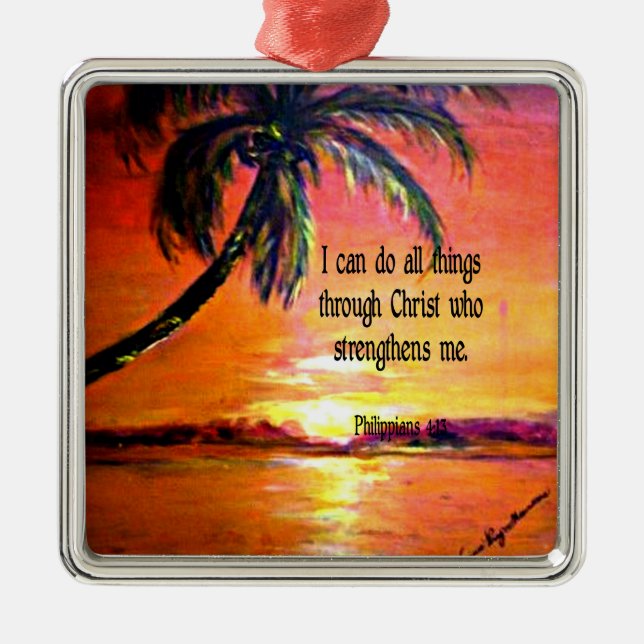 Bible verse, Philippians 4:13 Bathroom Set Ornament Aus Metall (Vorne)