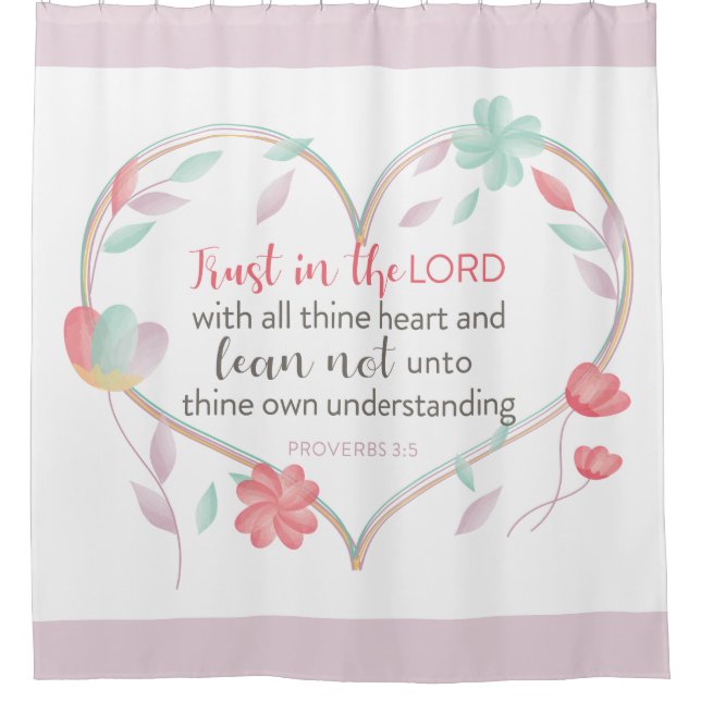 Bible Verse Proverbes 3:5 Douche Coeur Rideau (Devant)