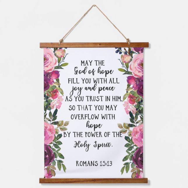 Bible verse Purple Plum Floral Wall Wandteppich Mit Holzrahmen (Vorderseite)