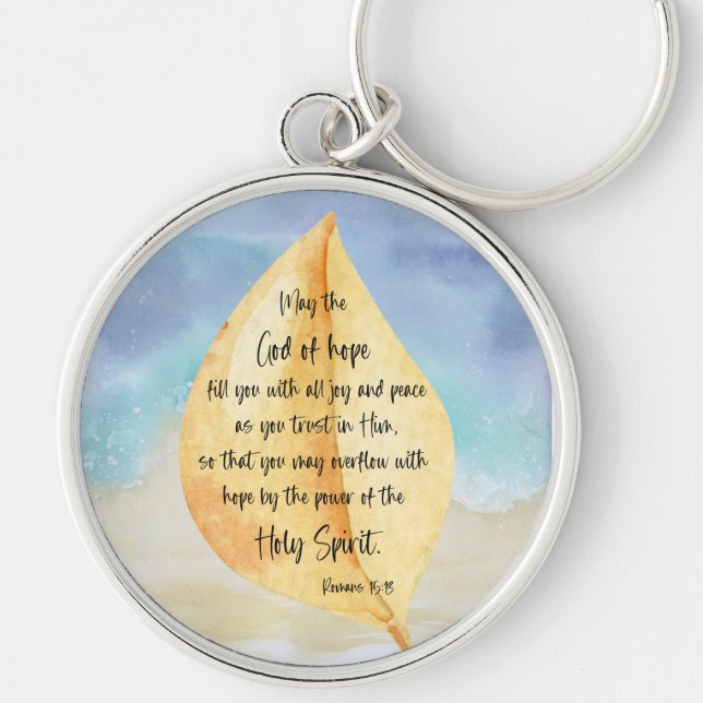 Bible verse Romans Yellow Blue Keychain Schlüsselanhänger (Vorne)