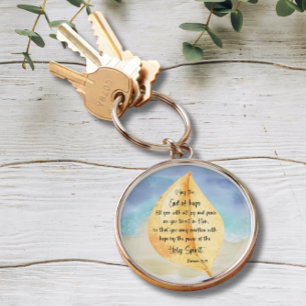 Bible verse Romans Yellow Blue Keychain Schlüsselanhänger