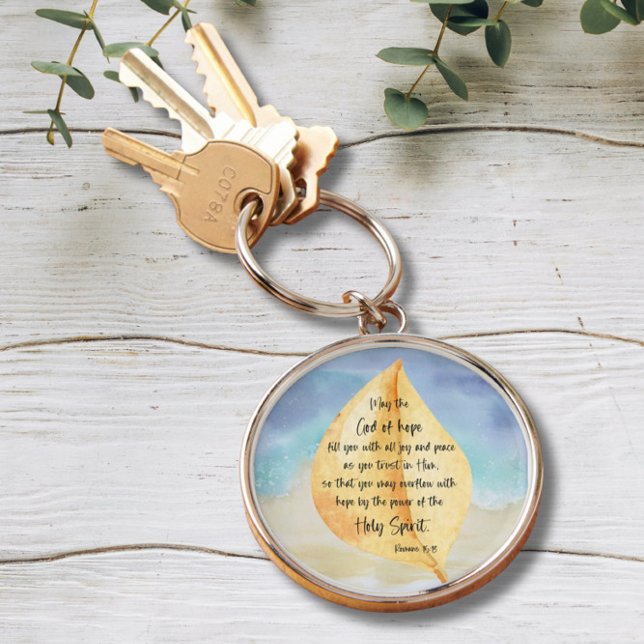 Bible verse Romans Yellow Blue Keychain Schlüsselanhänger (Von Creator hochgeladen)