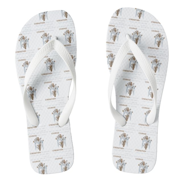 Bible Verse Scripture Psalm 27:14 KJV II All-Over Flip Flops (Fußbett)