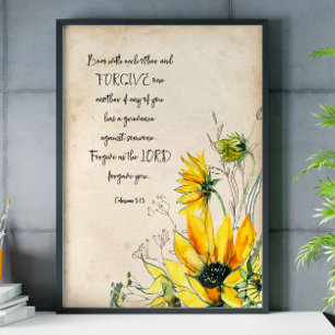 Bible Verse Tournesol Écriture Mur Art Poster