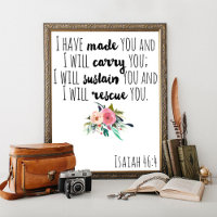 Bible Verse Wall Art, Isaiah 46:4, ich habe Sie ge