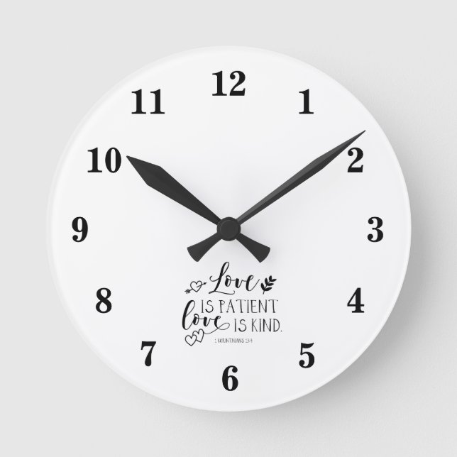 Bible Verse White Wall Round Clock Runde Wanduhr (Vorderseite)