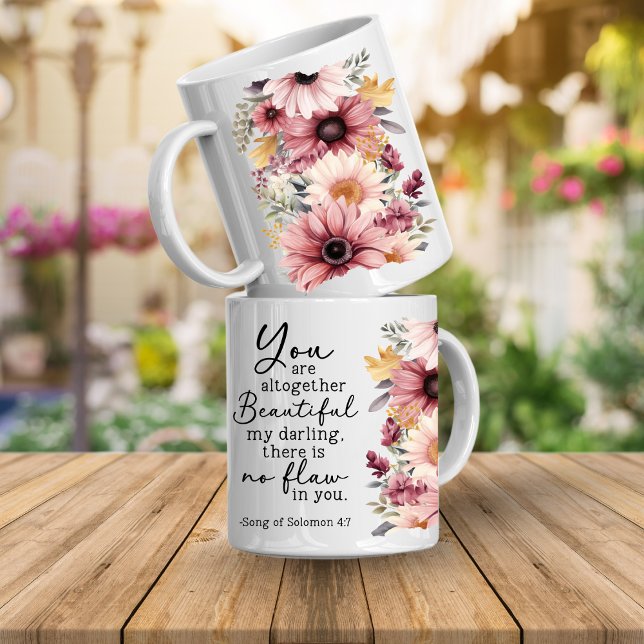 Bible Verse You are Beautiful Coffee Mug Kaffeetasse (Bible verse floral mugs)
