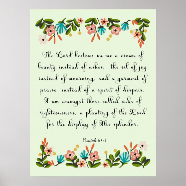 Bible Verses Art - Isaiah 61:3 Poster (Vorne)