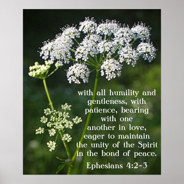 Bible verset sur Amour Ephésiens 4:2-3 Poster (Devant)