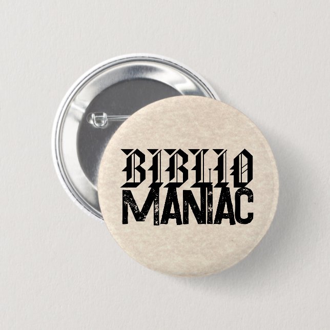 BiblioManiac Book Lover in Fun Fonts Button (Vorne & Hinten)