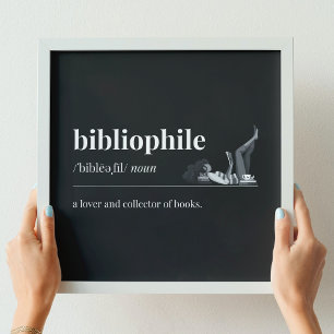 Bibliophile Definiert eine Lover of Books (schwarz Poster