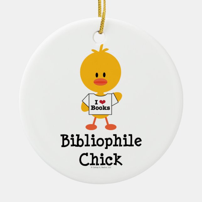 Bibliophile-Küken-Verzierung Keramikornament (Vorne)