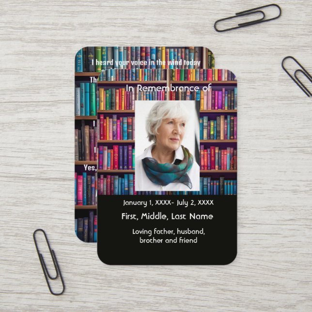Bibliothécaire du livre de cartes de poche Memoria (Devant/Arrière en situation)