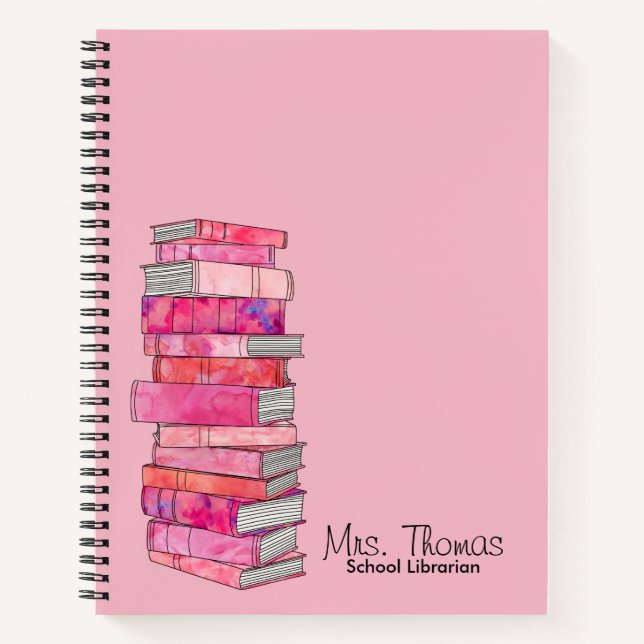 Bibliothécaire scolaire Carnet personnalisé (rose) (Devant)