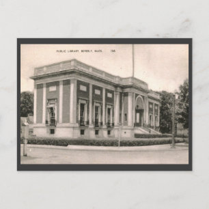Bibliothek, Beverly, MA Vintag Postkarte