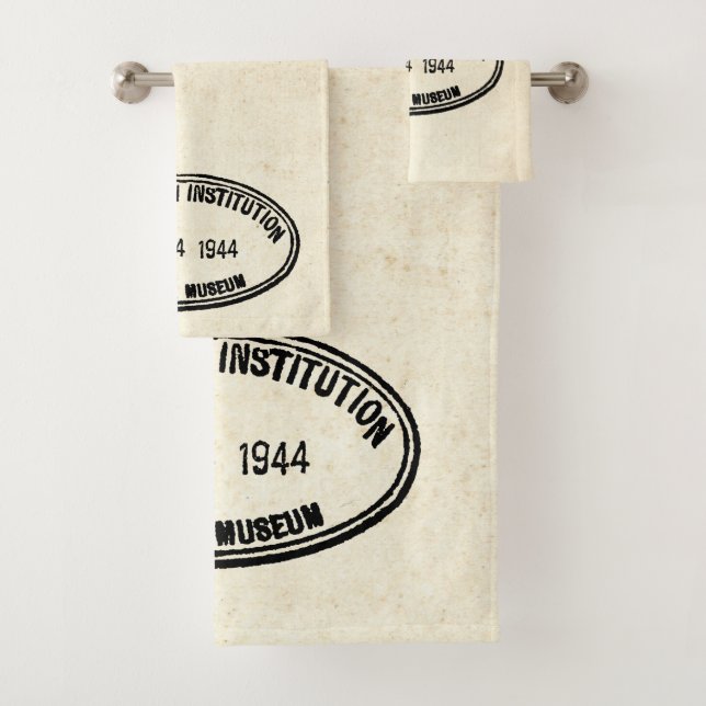 Bibliothek Briefmarke Smithsonian Institution 1944 Badhandtuch Set (Insitu)