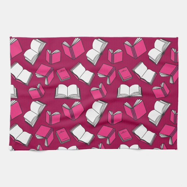 Bibliothek Bücher Spaß Bibliothekar Bookworm Rosa Geschirrtuch (Horizontal)