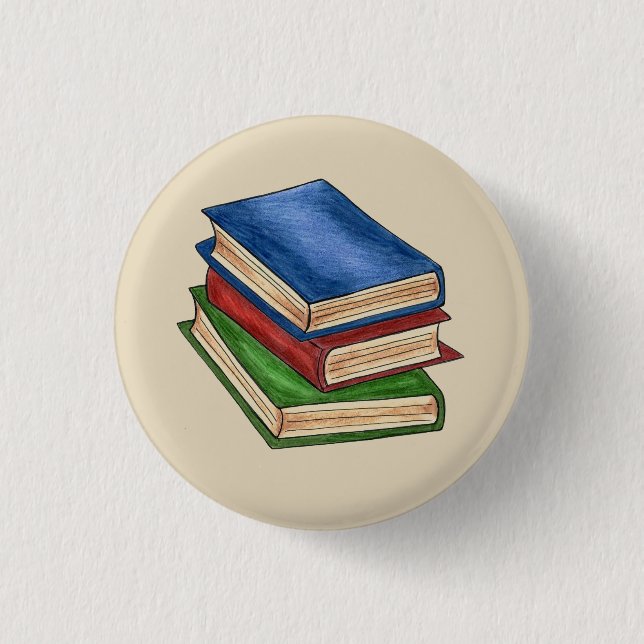 Bibliothek Buchstapler Lehrer Bibliothekare Erzieh Button (Vorderseite)