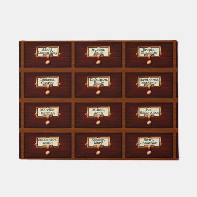 Bibliothek bucht Holzkartenkataloganzeiger Lesen Fußmatte (Vorderseite)