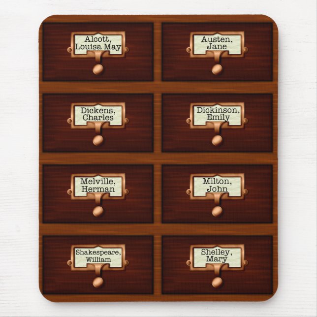 Bibliothek bucht Holzkartenkataloganzeiger Lesen Mousepad (Vorne)