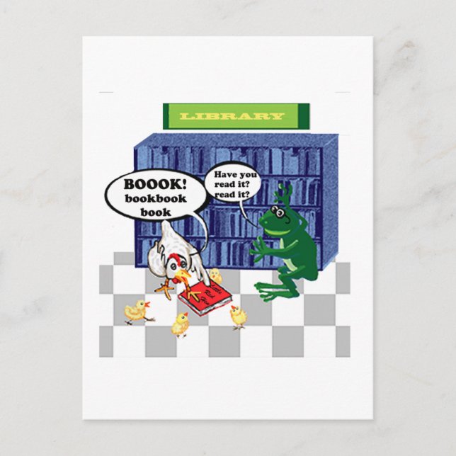 BIBLIOTHEK CHOOK JOKE POSTKARTE (Vorderseite)