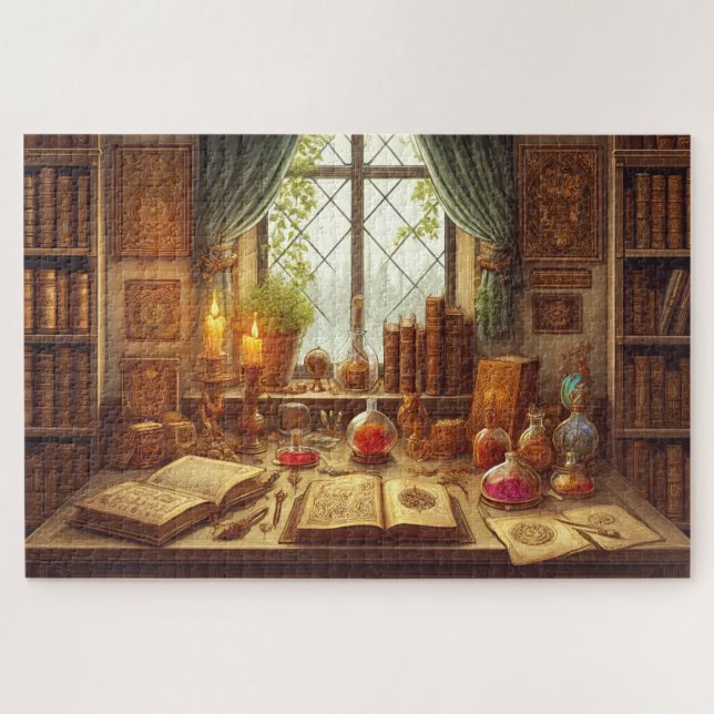 Bibliothek des Zauberers Mystische Studie Fantasy (Horizontal)