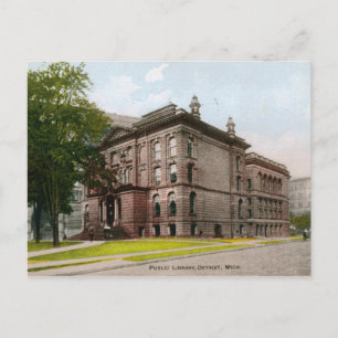 Bibliothek, Detroit, MI 1909 Vintage Postkarte