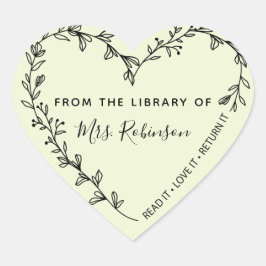 Bibliothek für Blumenkreide Herz-Aufkleber